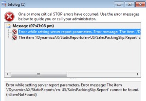 Error Message Printing Sales Packing Slip AX 2012